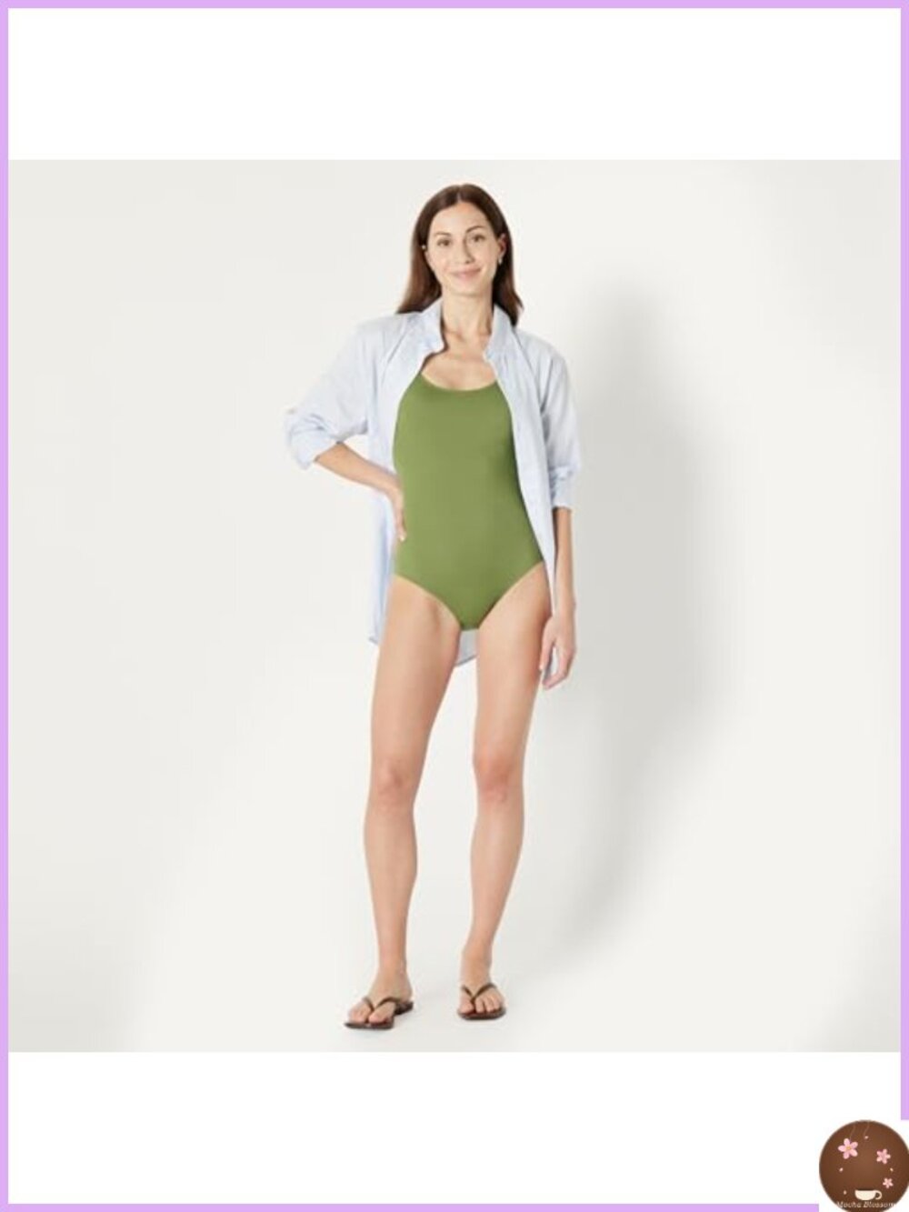 Women's One-Piece Scoop Neck Coverage Swimsuit - Picture 4 of 5
